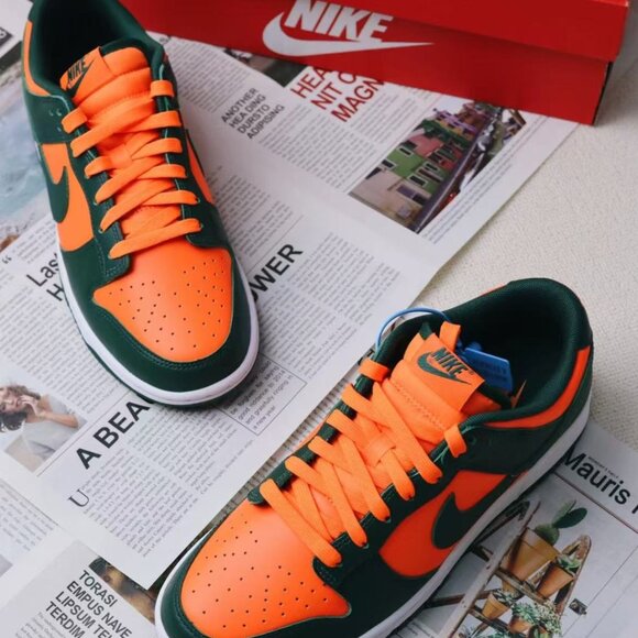New Nike Dunk Green and Orange Women's Sports Shoes - Picture 5 of 6
